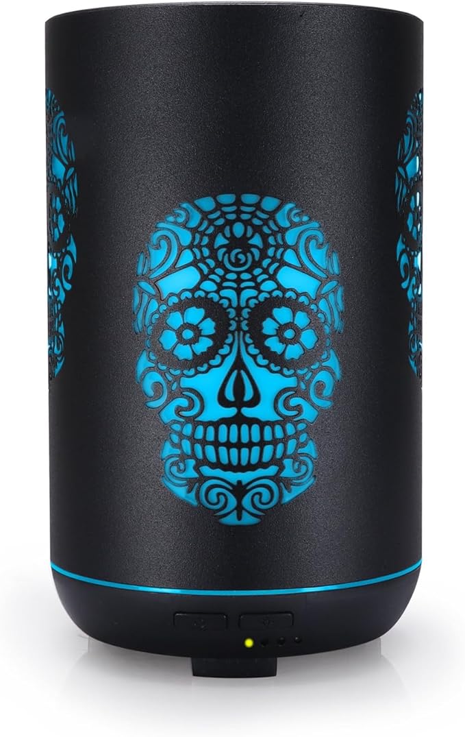 Skull Essential Oil Diffuser, 350ml Ultrasonic Cool Mist Humidifier, Aromatherapy Diffuser, Waterless Auto Off 7 Color Night Light, for Bedroom, Office, Living Room, Yoga