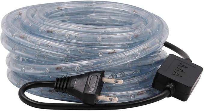 23ft 2-Wire Waterproof 1/2" LED Rope Light Kit, 110V-120V PVC 30 LED/M Tube Lights Strip for Background, Outdoor, Christmas, Home Decoration(Warm White)