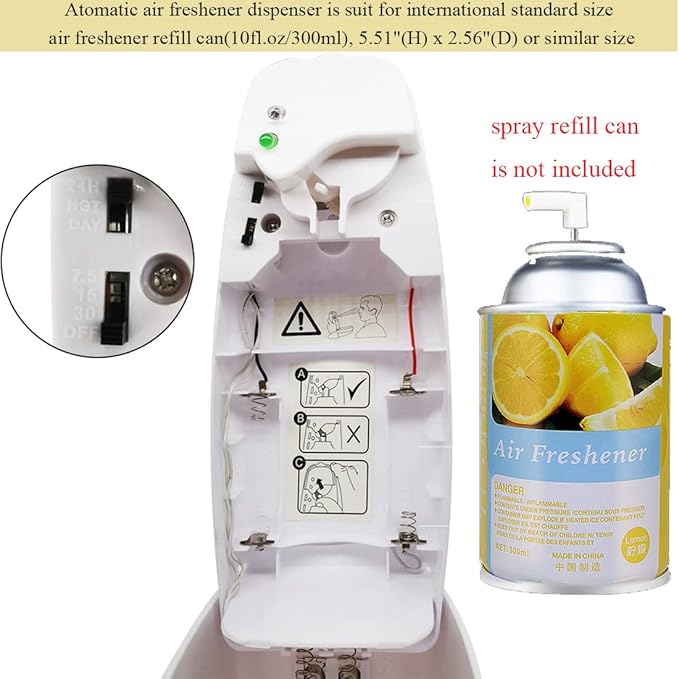 Automatic Air Freshener Spray Dispenser (2-Pack),Wall Mounted/Free Standing Automatic Air Fresheners for Home and Commercial Use, Multiple Time Scent Release Setting for Room/Restroom Sprayer (White)