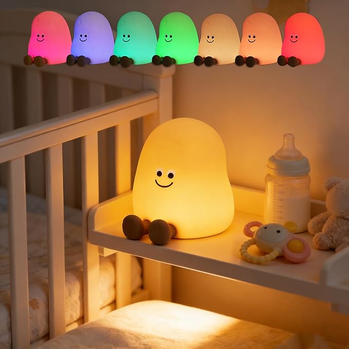 Potato Night Light for Kids, 7 Color Changing Soft Silicone Night Light, Touch Dimmable Lamp with 3 Brightness, Rechargeable Bedside Lamp with Timer, Cute Desk Decor Gift for Toddler Boy Girl