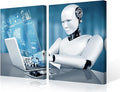 Canvas Print Robot Wall Art AI Intelligence Painting for Home Decor 3 Pieces Big Data Analysis Paintings Modern Giclee Stretched and Framed Artwork for Living Room Decor, 24" Wx16 H