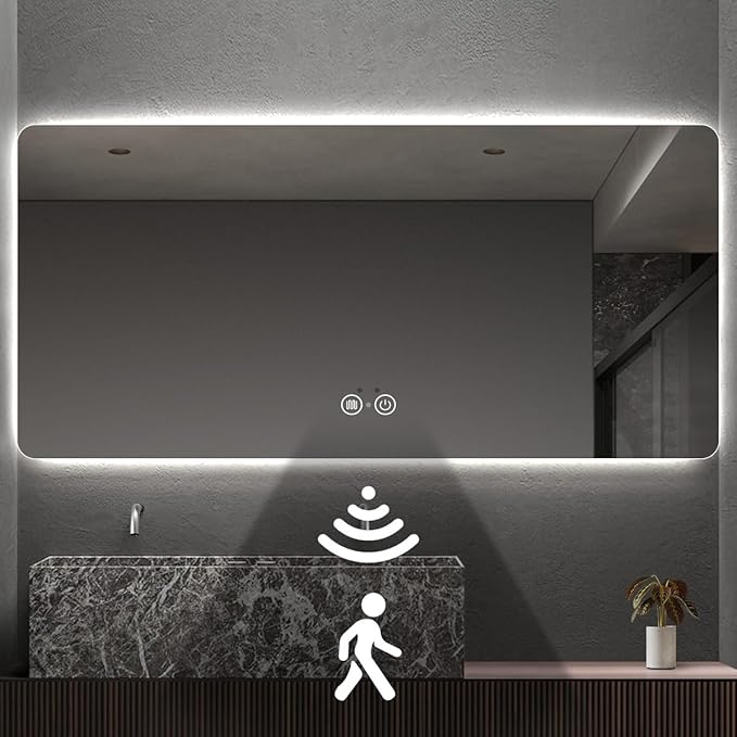 LED Bathroom Mirror with Lights, 36"x72" Smart Backlit Mirror with Auto Sensor Light, Anti-Fog, Wall-Mounted HD Mirror, Shatter-Proof, 3-Color Stepless Dimmable, Memory, UL-Listed