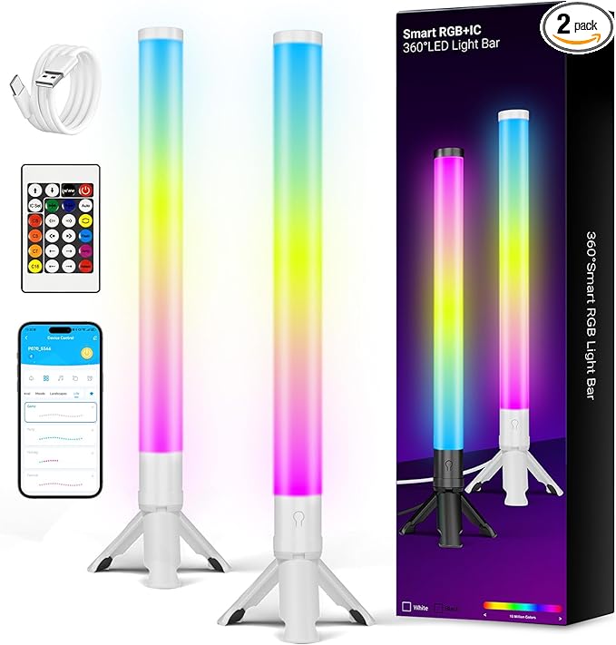 DAYBETTER 360° Smart LED Light Bars, TV Backlight with Music Sync and Scene Modes, RGB Light Bars with 16 Million Colors, 3 Modes Control, Mood Lighting, Gaming Light Bar for Room, Monitor, PC, Desk