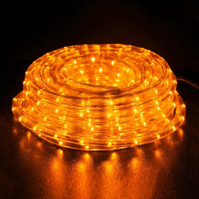 WYZworks 576LEDs, 50ft LED Outside Rope Lights, Waterproof Permanent Outdoor ETL Certified Connectable Clear Tube, Christmas Palm Tree Holiday Decorative Landscape Patio Accent Lighting - Orange