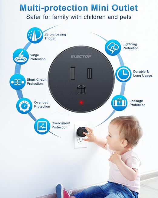 Remote Control Outlet, 15A/1500W Wireless Outlet Power Switch, No Wire Long Range Electrical Switch Plug On/Off for Lights, Fans, Christmas Lights, Household Appliance, 4000V Anti Surge Black, 2 Pack