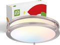 ASD LED 12" Round Flush Mount Lighting, Close to Ceiling Light Fixture | 3CCT, Dimmable, Energy Star, ETL Listed | 20W 1532LM 3000-5000K 120V | Low Profile Double Ring Lamp | Nickel