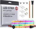 BTF-LIGHTING FCOB WS2811 IC RGB COB LED Strip DC24V 576LED/m 9.8FT Flexible High Density Color Chasing Uniform Light 16IC/m 10mm Width for Indoor Lighting Project(No Adapter or Controller)