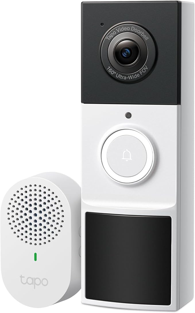 Tapo 2K Wireless Smart Video Doorbell with Chime - 160° Ultra-Wide View,Person Detection, Ring Call, 2-Way Audio, Subscription-Free Local Storage/Optional Cloud, Motion Only Alert, D210