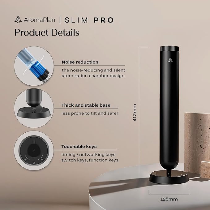 AromaPlan 5-Star Collection Cold Air Diffuser (Fragrance &Sample Set Included) –Recharchable Waterless Diffuser,Brushed Aluminum Body | Remote &Touch Control | Silent,Energy-Saving, 1-Week Battery, Bl