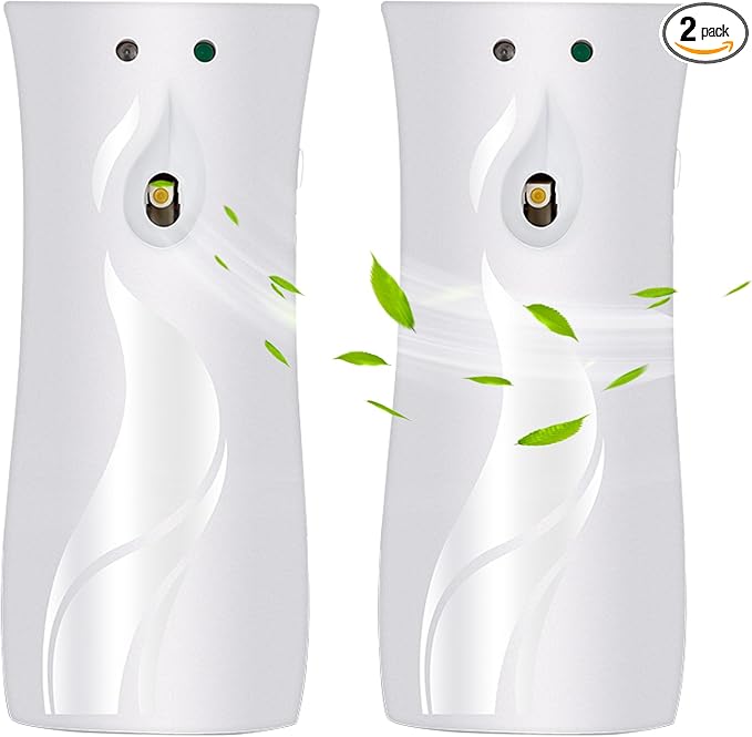 (2-Pack) Automatic Fragrance Dispenser | Automatic Air Freshener Spray Dispenser | Wall Mounted or Standing Aerosol Sprayer for Hotel Office Living Room Bathroom Commercial Place (White)