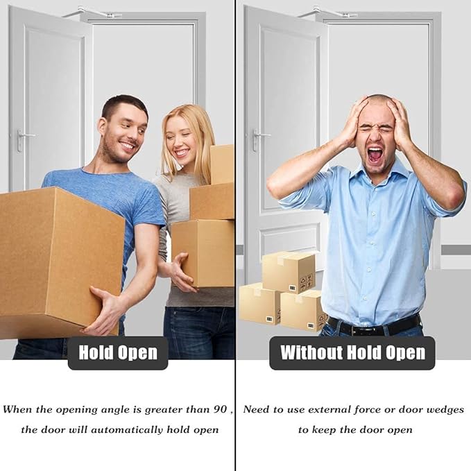 Marie Hold Open Door Closer Applies Regular,Top Jamb Mounting,Adjustable Automatic Size 2 Door Closer for 55-99 lbs Residential and Commercial Light Doors