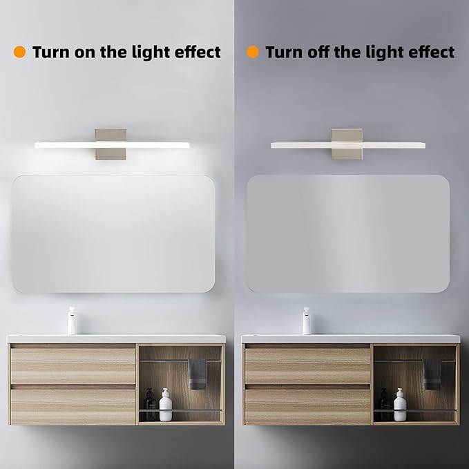 Modern LED Vanity Lights for Bathroom 24IN 14W Daylight White Chrome Light Fixtures Bathroom Lights Over Mirror Vanity Lighting Fixtures Vanity Light