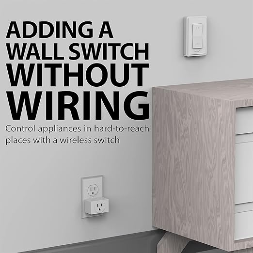 Fosmon Wireless Remote Control Outlet Plug Indoor, Battery Operated Light Switch with Braille On/Off Mark, for Lights, Christmas Tree, No Interference, 15A/1875W, No Wiring & Expandable