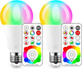 ILC LED Color Changing Light Bulb, 120 Colors, 5700K Daylight White, 70 Watt Equivalent with Remote Control RGBW RGB Daylight and White – Timing Function - A19 E26 Edison Screw (2 Pack)