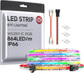BTF-LIGHTING FCOB IP66 WS2811 IC RGB COB LED Strip 864LED/m Flexible High Density Color Chasing Uniform Light DC24V 9.8FT 24IC/m 12mm Width for Lighting Projects(No Adapter or Controller)
