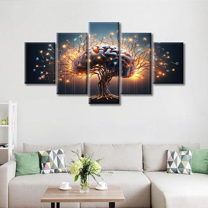 Nervous System Canvas Prints Artificial Intelligence and Futuristic Technology Wall Art Paintings Art Posters Pictures for Living Room Modern Home Decor Framed Wall Art Decorations, (60"Wx32"H)