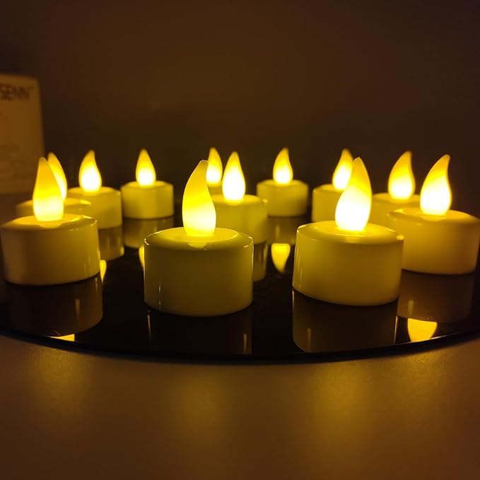 YASENN 12 Pack Rechargeable LED Tealight Candles, Flickering Flameless Tea Lights with Timer, Battery Operated Warm White Color Changing Candles for Holiday Wedding Home Decor
