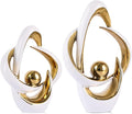 2PCS Home Decor Accent Ceramic Statue Abstract Sculptures Centerpieces Mid Century Modern Decor for Tables Coffee Table top Decorations for Living Room Desktop Shelf Dining Room Kitchen (White Gold)