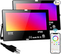 LED Flood Light Outdoor 800W Equivalent, Bluetooth Smart Color Change Landscape Lighting, DIY-Scene+RGB Colors+Warm White 2700K - APP&Group Control & Timing IP66 Waterproof US 3-Plug Up Light 2Pack