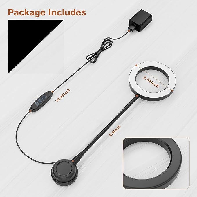 Suction Cup LED Vantiy Lights for Mirror, Flexible Gooseneck Stick on Selfie Ring Light for Makeup Vanity Table & Bathroom Mirror, 3 Color Modes & 10 Brightness, Plug in,3.54inch, Black
