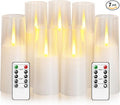 Flameless LED Candles Upgraded Realistic Flickering Flame,7Pcs Battery Operated Candles with Remote Timers,LED Pillar Candles for Home Decor,Christmas,and Parties（White）