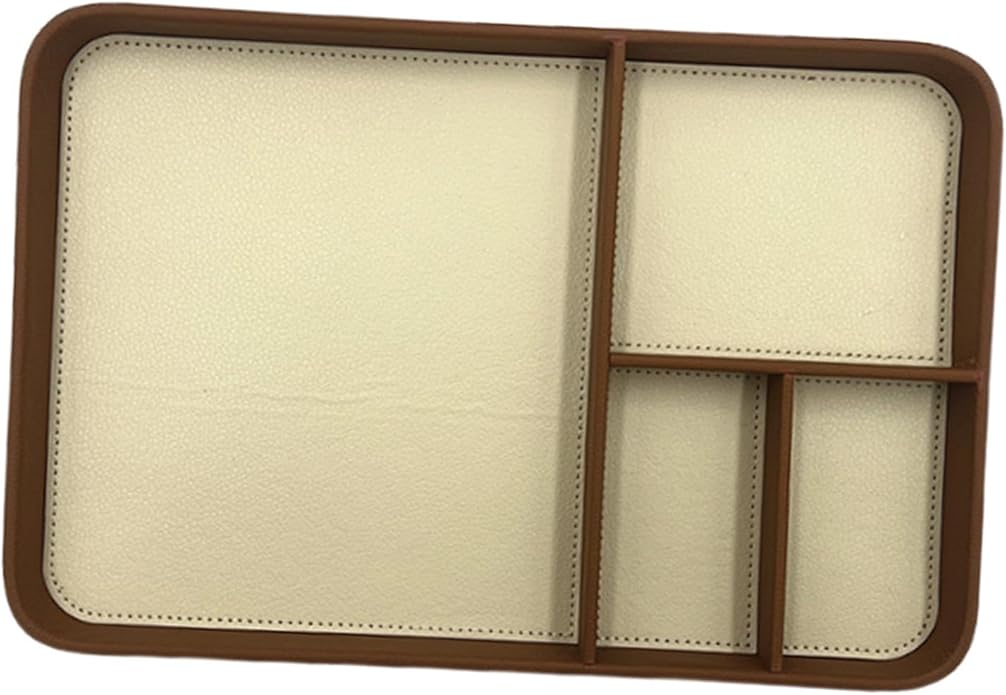 Valet Tray NightStand Tray 4 Compartment Modern,Wear Resistant,Bedside Organizer,PU Leather for Wallet Phone Jewellery Watch