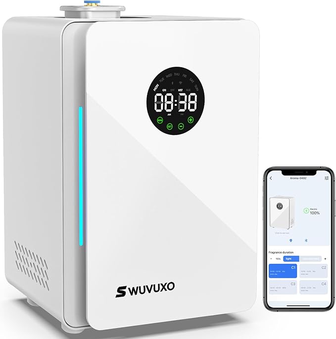 Hotel Scent Diffuser with Power Cold Air Technology, HVAC Scent Diffuser Cover Up to 3000 Sq. Ft, Aroma Scent Air Machine for Home | Commercial Waterless Aromatherapy Diffuser for Large Room - White
