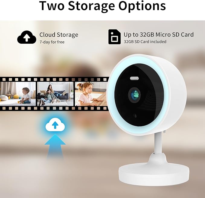 2K 3MP Indoor Security Camera for Baby Monitor, Dog Camera AI Motion Detection, 2-Way Audio Siren, Night Vision, Cloud & SD Card Storage，Support 2.4G & 5G WiFi