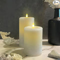 LumiPur Signature Natural Glow Flameless Wax Pillar 2 Pack LED Candle 3.5" x 5" and 3.5" x 7" Gray Fog