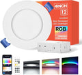 12Pack Smart RGB Recessed Lighting 4Inch,Ultra-Thin Canless LED Downlight,2.4GHz Wi-Fi Bluetooth, 2700K-6500K, 9W 810LM,Work with Tuya App,Alexa,Google Assistant,Sync Music