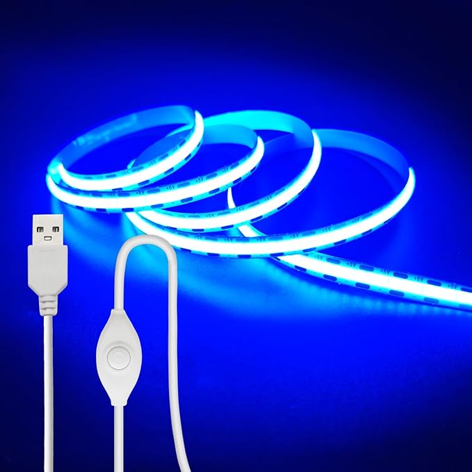 5V LED Strip Lights, Ice Blue USB LED Light Strip, 3.28FT Dimmable Cob LED Strip Light, High Brightness Short LED Strip for Display Cabinet, Living Room, TV Lights