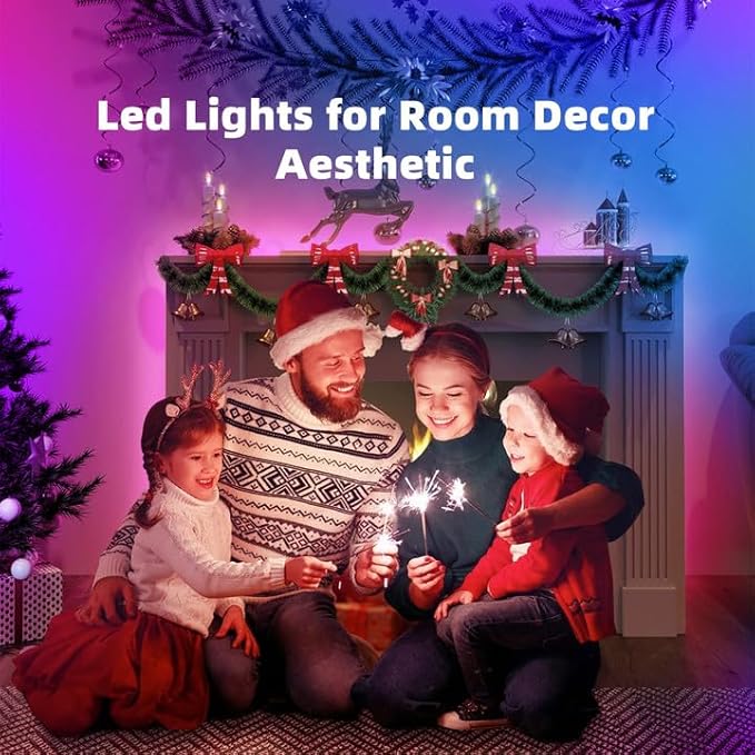 100ft Kids Bluetooth LED Strip Lights, Music Sync LED Light Strip RGB Color Changing Lighting with Penguin Style Remote, APP Control, Smart Lighting for Bedroom, TV, Room DIY (APP+Remote +Mic/50ftx2)