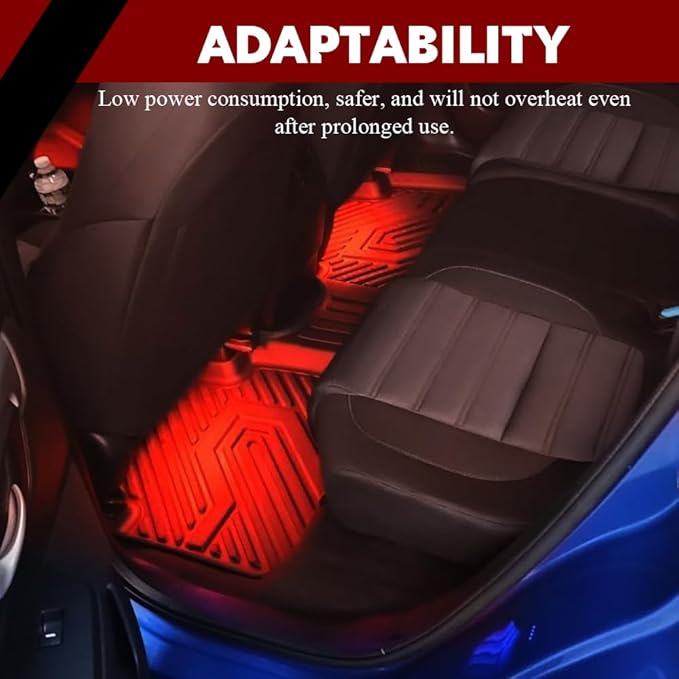 Car Interior LED Lights, Automotive Ambient Neon Light Kit with USB Port, Automotive Under Dash Decoration Night Lamp for Men and Women, 4 in 1 Decoration Lights for Car, Garden, Home, Part (Red)