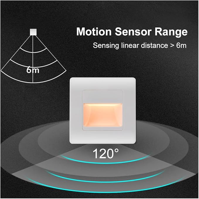 Recessed LED Stair Light Wall Lamp Motion Sensor Wall Lamp AC85-265V Step Lamp Corridor Lighting Indoor Wall Lighting 4PcsWarmWhite Black