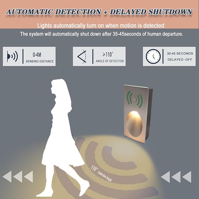Inductive Step Lights, With Adjustable Color Temperature (2700k/4000k/6000k), 3w, Recessed Installation/Suitable For Stairs, Corridors, Aisles, Bedrooms, Glare-Free, Aluminum Casing (Matte Silver)