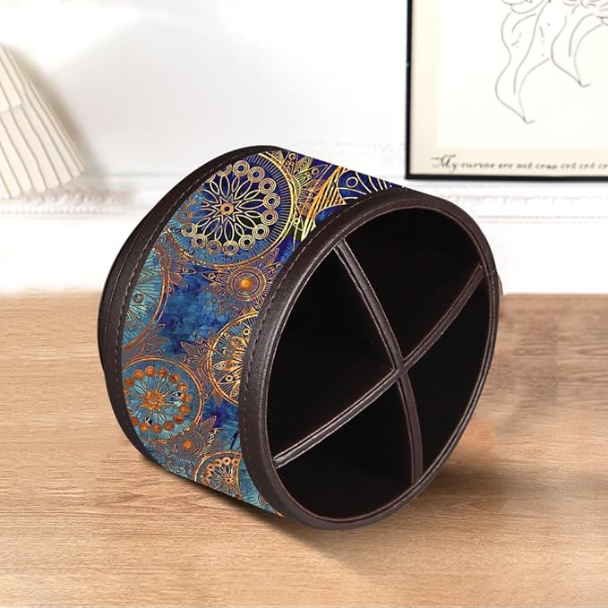 Pen Holder for Desk Organizers and Accessories, 360 Swivel TV Remote Control Holder for Table, Nightstand Organizer Caddy for Office Supplies/ Media Controllers, Bedside Decorations for Living Room