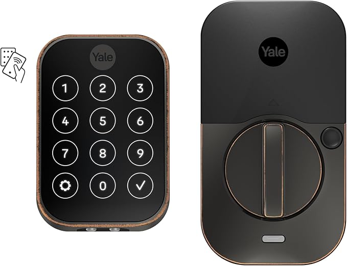 Yale Assure Lock 2 Plus Apple Home Keys, Bronze Keyless Entry Door Lock with Keypad for Code Entry Lock and Auto-Unlock (No Wi-Fi) Remote Access Requires Apple Home Hub via HomeKit, ‎YRD450-N-BLE-0BP