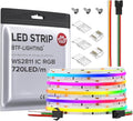 BTF-LIGHTING FCOB WS2811 IC RGB COB LED Strip DC24V 720LED/m 16.4FT Flexible High Density Uniform Chasing Color Light 20IC/m 12mm Width Light for Home Indoor Decor(No Adapter or Controller)
