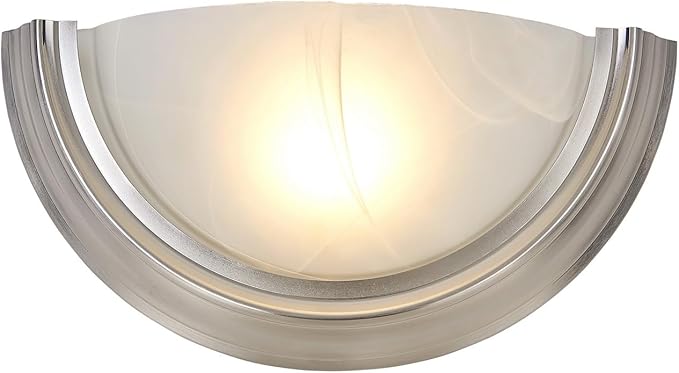 14 inch LED Wall Sconce, Half Moon Indoor Wall Light with Glass Shade, 3000K Warm White, Support Dimming, Modern Bathroom Vanity Light Fixtures for Bedroom, Living Room, Hallway, Stairwell