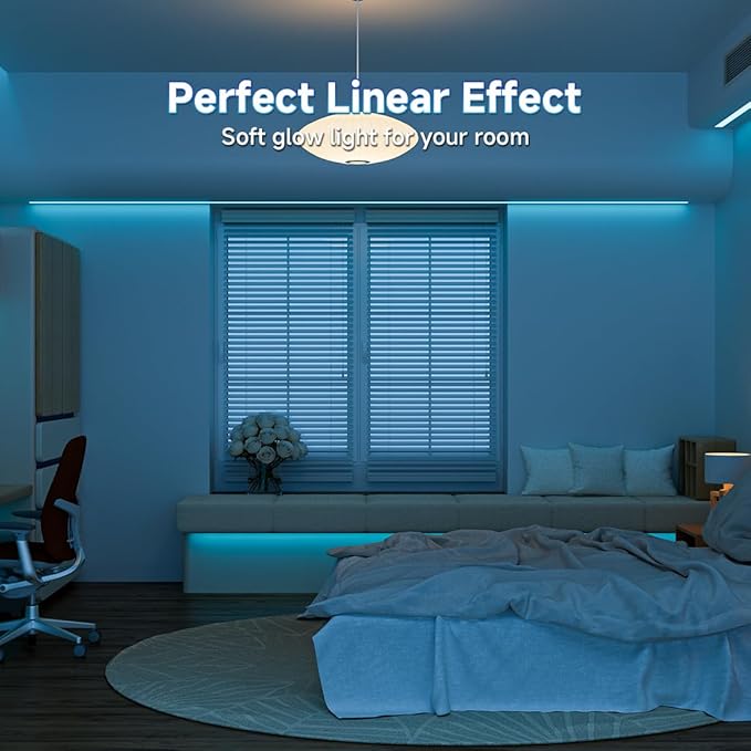 BTF-LIGHTING FCOB COB LED Strip Ice Blue Color 480LEDs/m 16.4FT DC12V Flexible High Density Uniform Light 8mm Width Bright Dimmable for Home Indoor Decor(No Adapter or Controller)