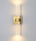 HOLKIRT Gold Bath Vanity Light Crystal Wall Sconce Light 15.7" Modern LED Vanity Wall Light Over Mirror with Seeded Crystal Rods 3000K/4000K/6500K Indoor Wall Lamp for Bathroom Bedroom Hallway