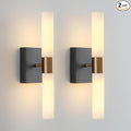 Wall Sconces Set of Two Black and Brass Wall Lights with White Frosted Glass Shade Modern Wall Lamp for Bathroom Living Room Indoor Vanity Up and Down Sconces Wall Lighting for Hallway