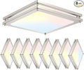 Square Ceiling Light Fixture - 36W 3000K/3500K/4000K/5000K/6000K Adjustable Flush Mount Led Light for Bathroom Bedroom Kitchen Hallway (8 Pack Brushed Nickel (5CCT), 12 Inch)
