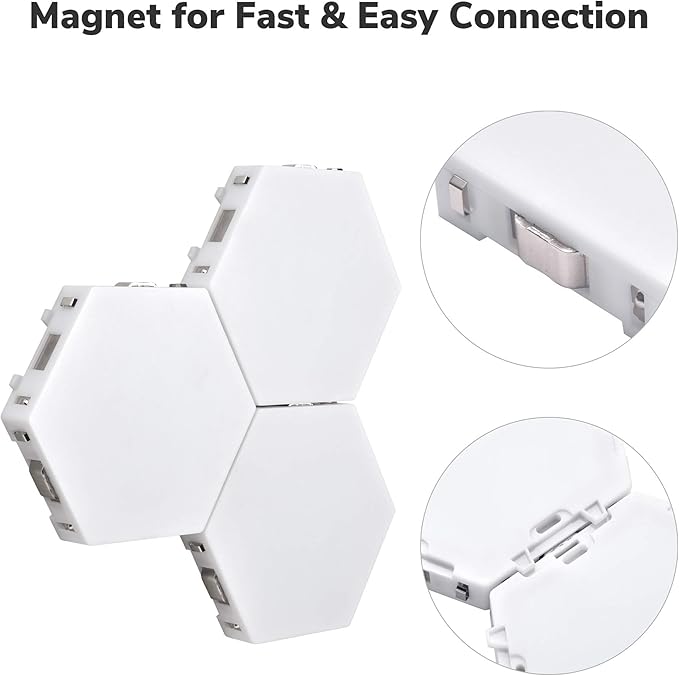 Yescom 40 Pack Touch Sensitive Hexagon Lights Kit RGB Hexa LED Panels Magnetic Lamp Wall Mount DIY Gaming Room Bedroom Bar TV Party Decoration