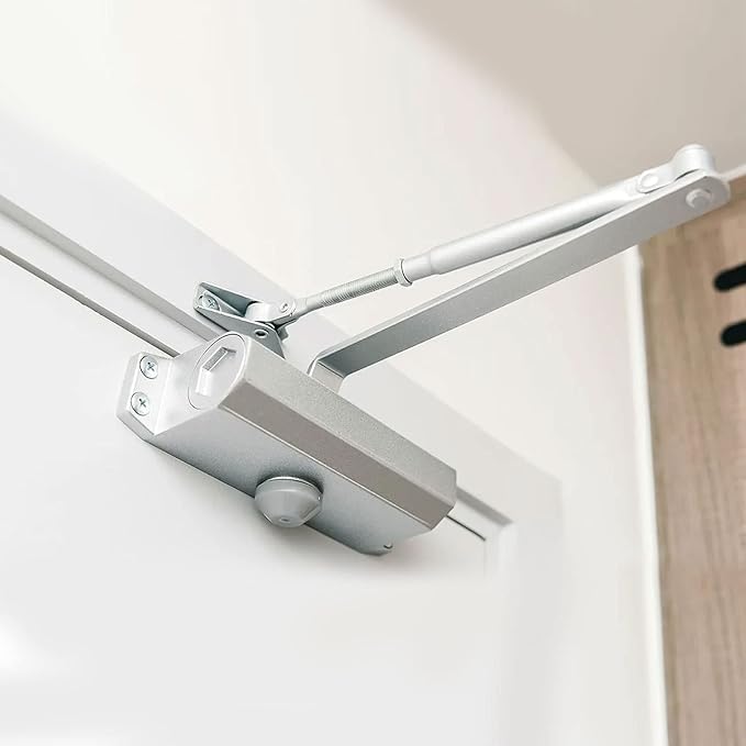 FUNSUEI 2 PCS Size 2 Automatic Door Closer,Adjustable Closing Speed Door Closer with Hold Open for 55-99 Lbs Door for Residential and Light Commercial Doors, Easy Mount
