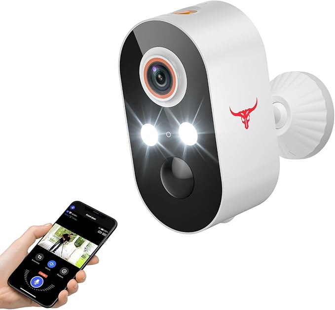 1080P Wireless Security Camera Outdoor/Indoor, Rechargeable Battery Powered, AI Detection, Color Night Vision, 2-Way Audio, Water Resistant, Wi-Fi