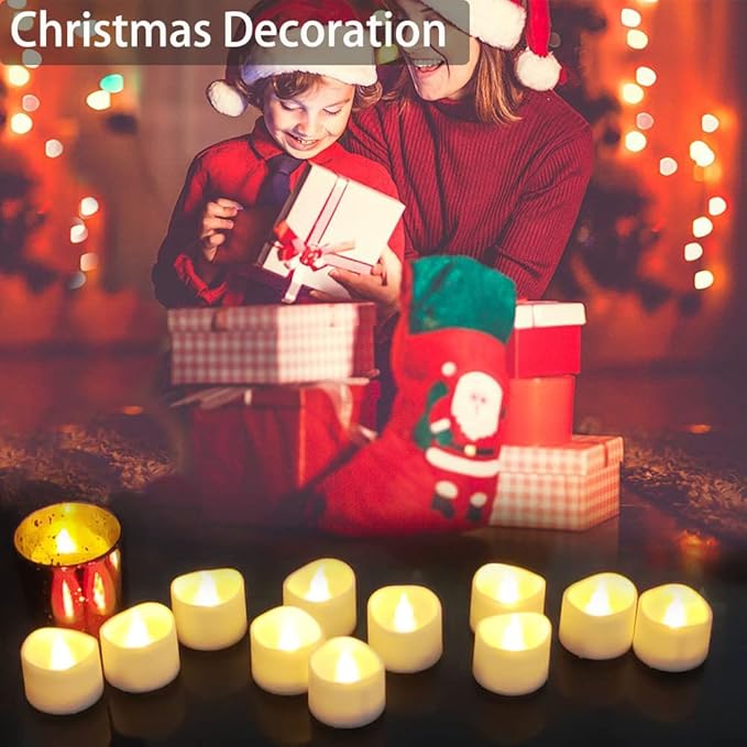 Flickering Flameless Led Tealight Candles with Timer, 6 Hours On and 18 Hours Off in 24 Hours Cycle Automatically Battery Votive Candles for Home Decoration,12 Pack,Warm White