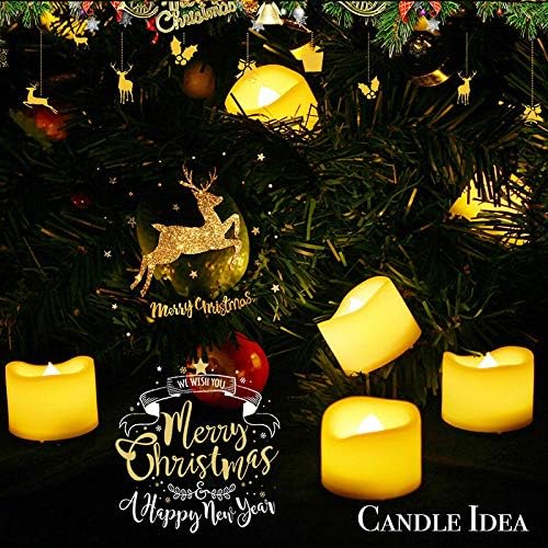 CANDLE IDEA 48 PCS LED Flameless Flickering Tea Lights Votive Candle Battery Operated/Electric Flicker LED Tealight Bulk Fake Candles for Halloween Christmas Wedding Party Decorations (Warm White)