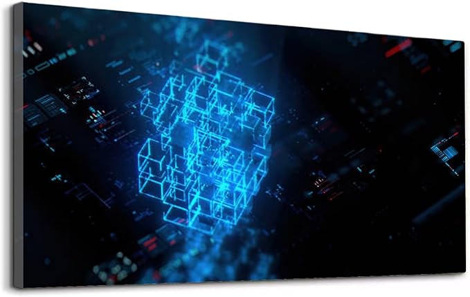 Wibinuki Wall Art Wall Decor Wall Paintings Big da array and infos on The future of quantum technology and AI for Living Room Bedroom Bathroom Home Decor Can Be Hung Directly 20"x 40"