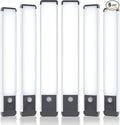 10inch Under Cabinet Lighting,6PACK,40 LED 2000 mAh,Rechargeable Motion Sensor Light Indoor,Dimmable Magnetic Closet Lights,Wireless Under Counter Lights for Kitchen, Stairs,Home
